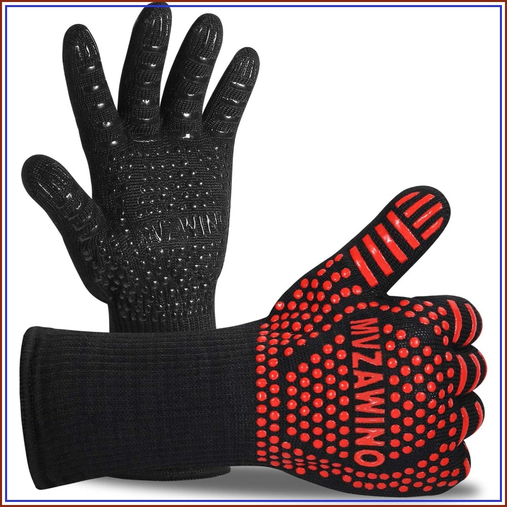 Oven Mitt Silicone - 1472°F Extreme Heat Resistant BBQ Gloves,