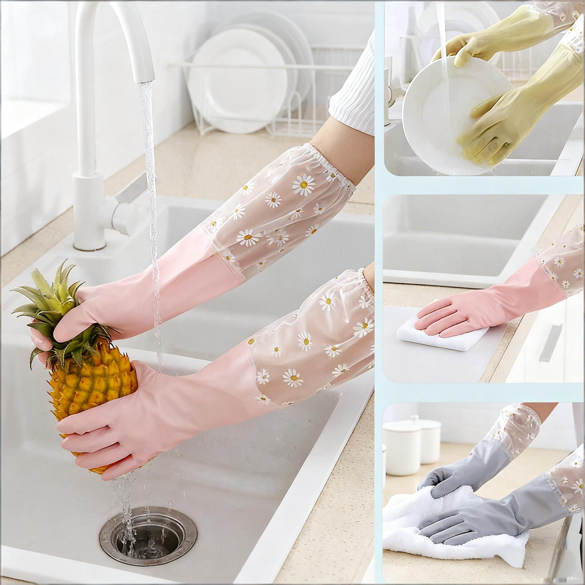 1 Pair Rubber Gloves Long Slee - Dish Glove Rubber incelemesi ve fiyatı