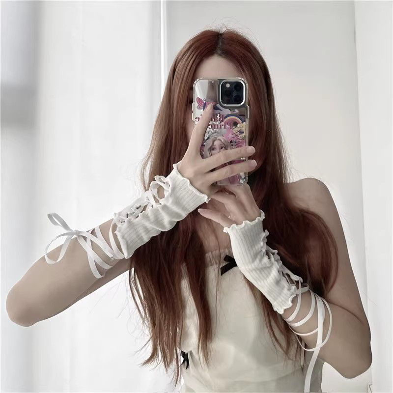 Women Lace‑Up Fingerless Arm S - Fingerless Glove Knit incelemesi ve fiyatı