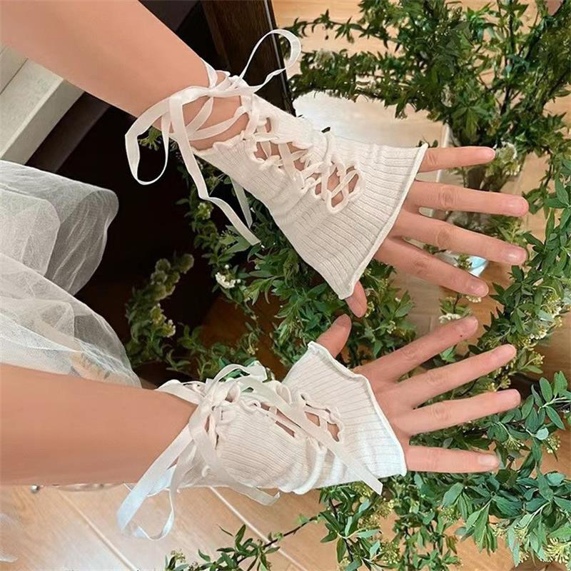 Women Lace‑Up Fingerless Arm S - Fingerless Glove Knit incelemesi ve fiyatı