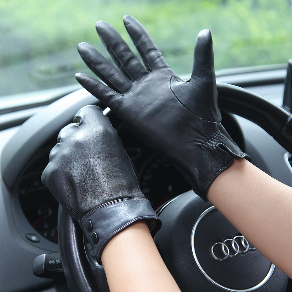 Fashion Black Real Leather Glo - Wool Glove Lined incelemesi ve fiyatı