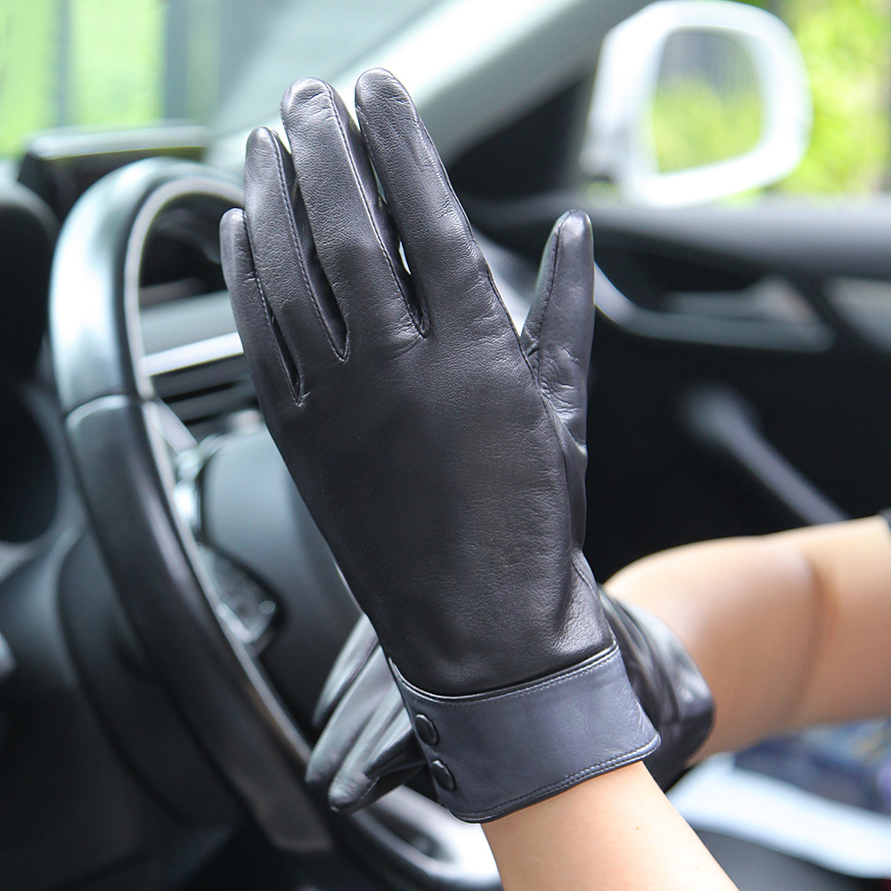 Fashion Black Real Leather Glo - Wool Glove Lined incelemesi ve fiyatı