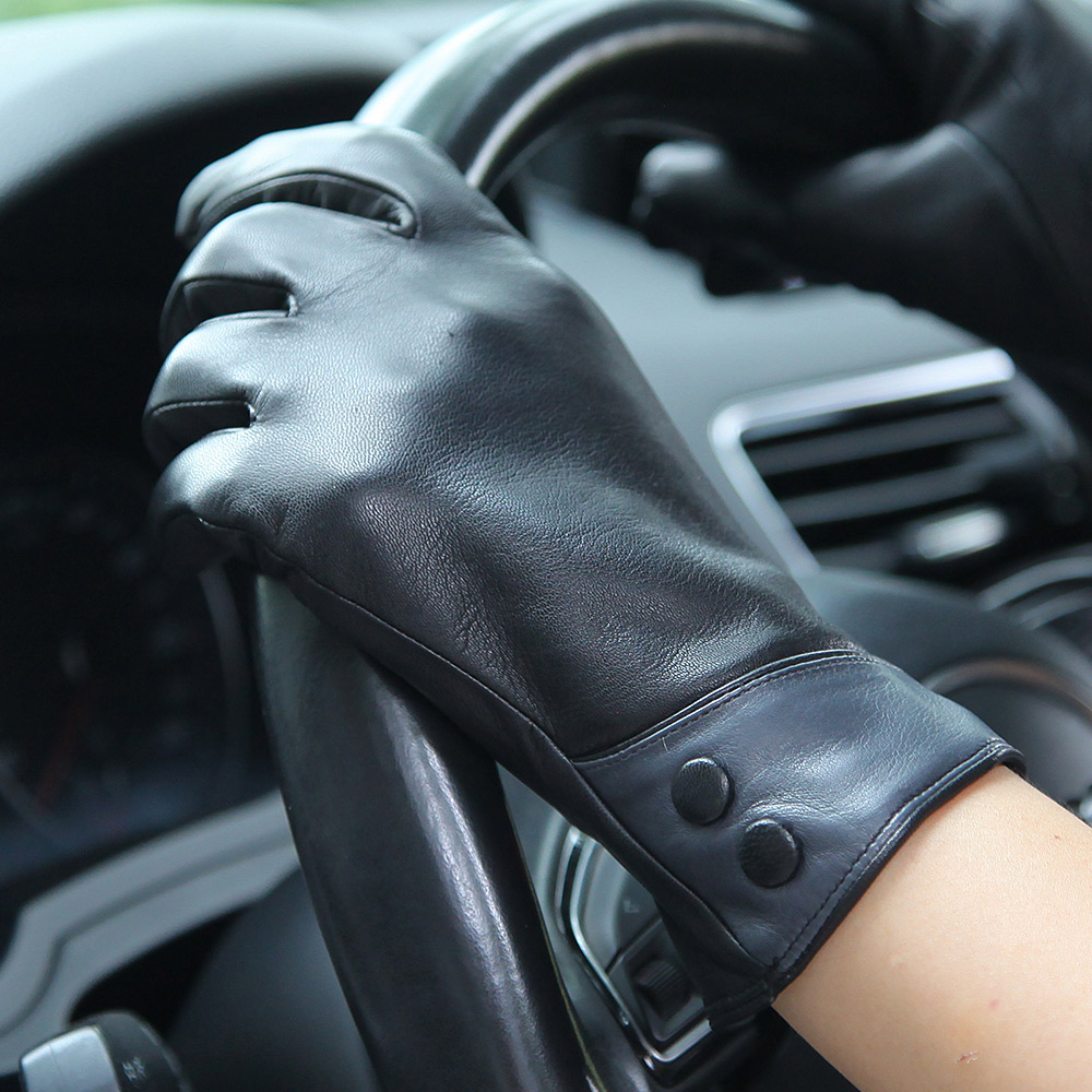Fashion Black Real Leather Glo - Wool Glove Lined incelemesi ve fiyatı