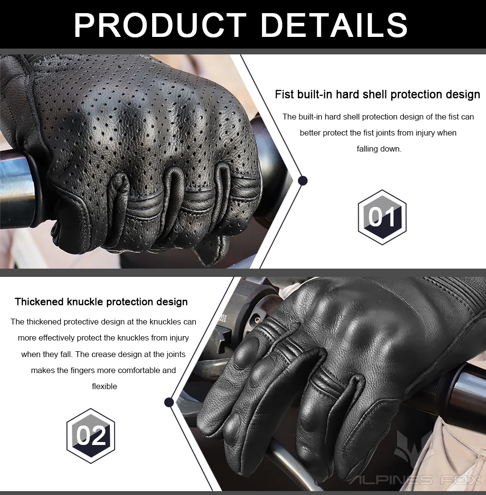Unisex Vintage Leather Motorcy - Motorcycle Glove Knuckle incelemesi ve fiyatı