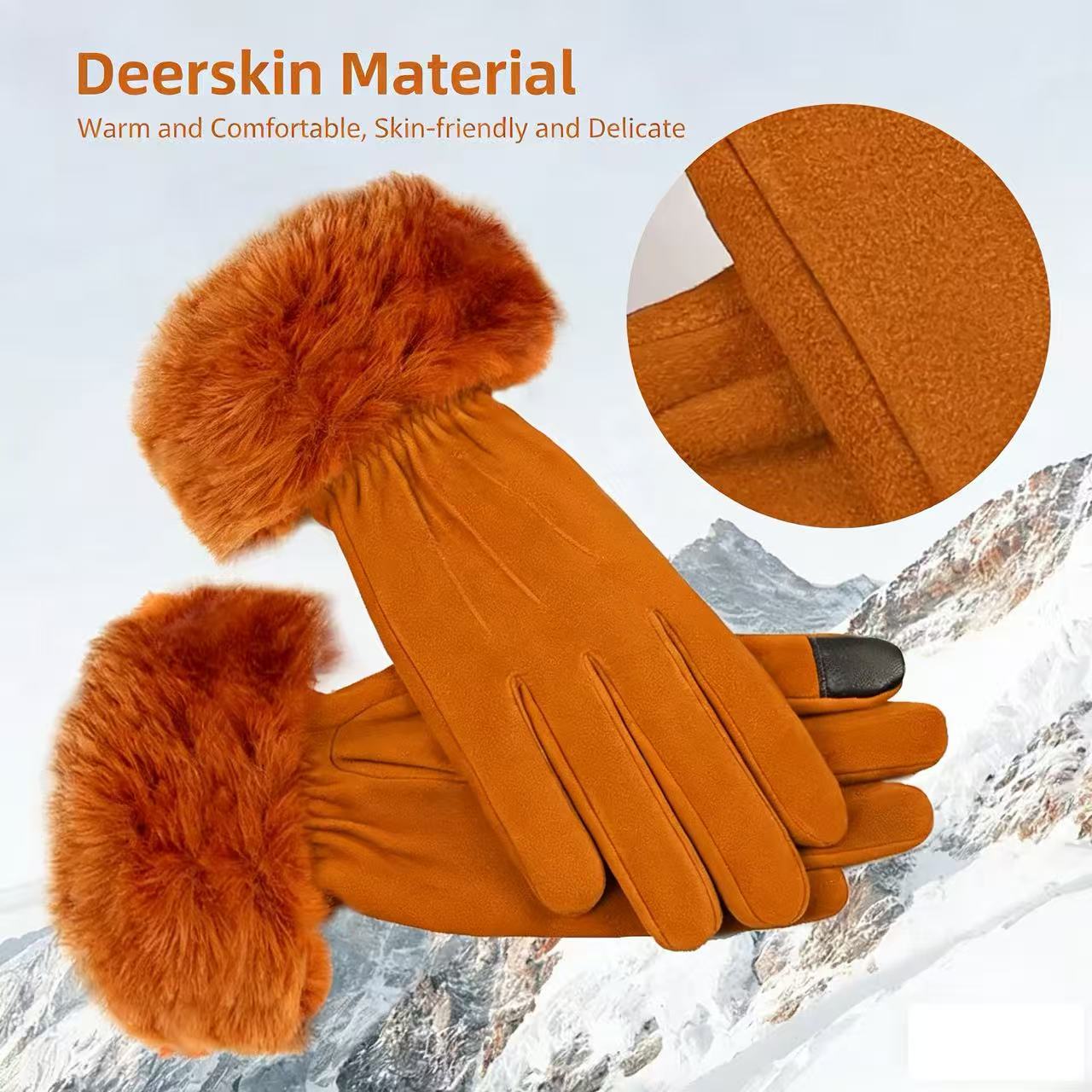 Women's Deerskin Warm Gloves A - Wool Glove Lined incelemesi ve fiyatı