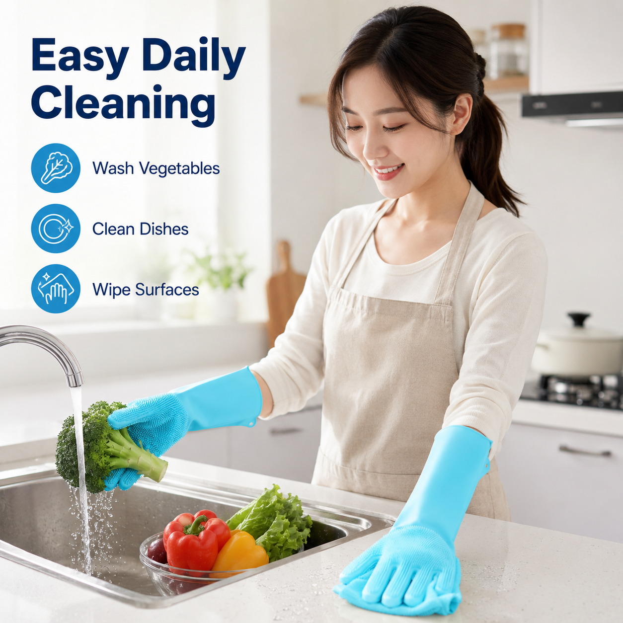 1 Pair Silicone Cleaning Glove - Dish Glove Rubber incelemesi ve fiyatı