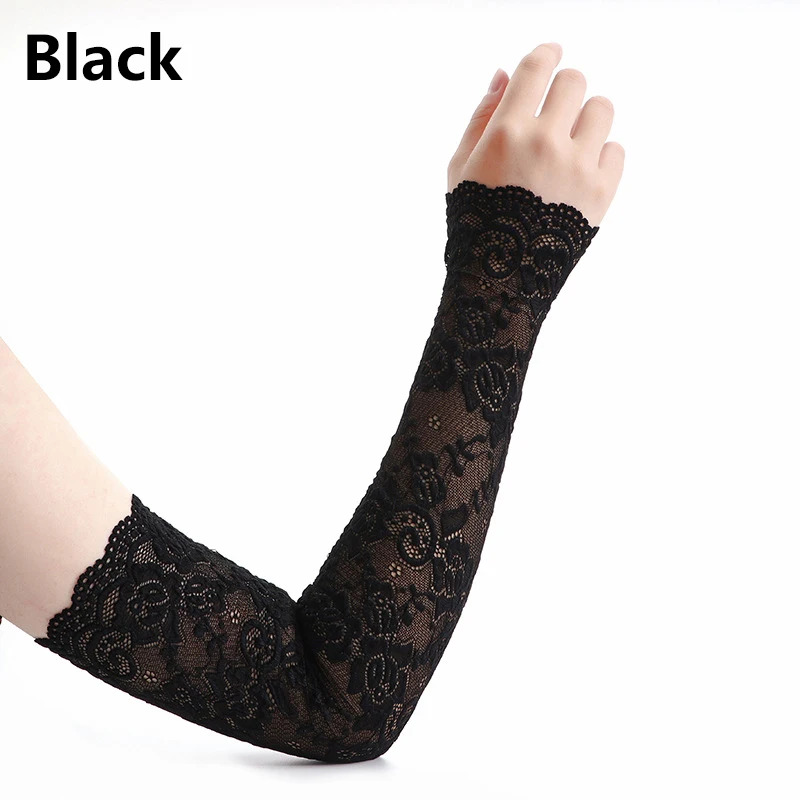 1 Pair  Sunscreen Lace Arm Sle - Fingerless Glove Knit incelemesi ve fiyatı