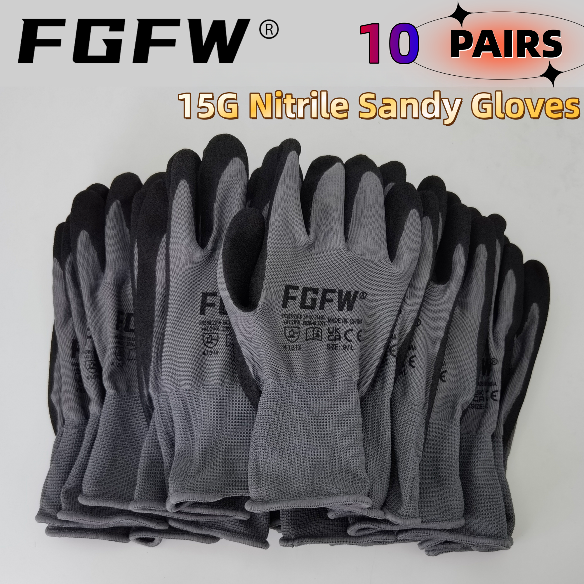 FGFW 10 Pairs Gray Nitrile San - Nitrile Mechanic Glove incelemesi ve fiyatı