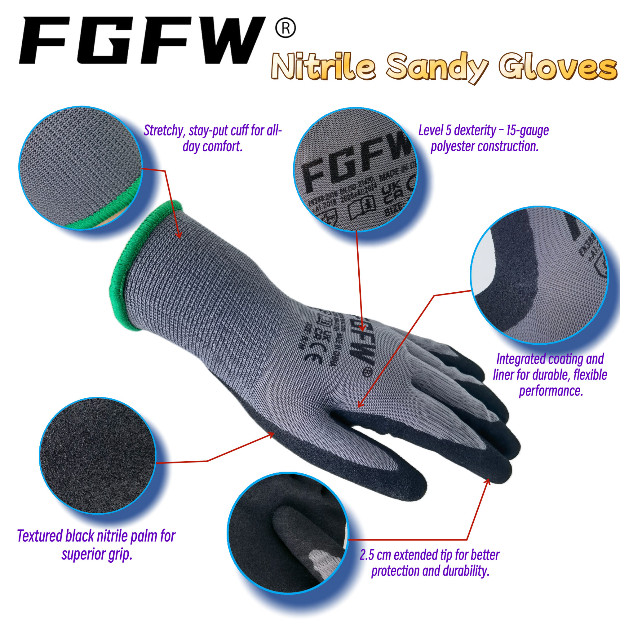 FGFW 10 Pairs Gray Nitrile San - Nitrile Mechanic Glove incelemesi ve fiyatı