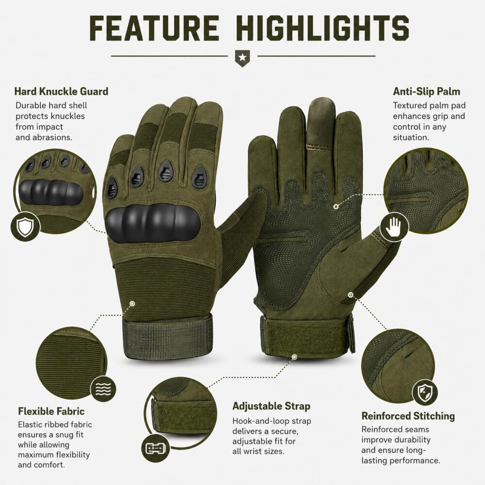 Full Finger Tactical Gloves wi - Motorcycle Glove Knuckle incelemesi ve fiyatı